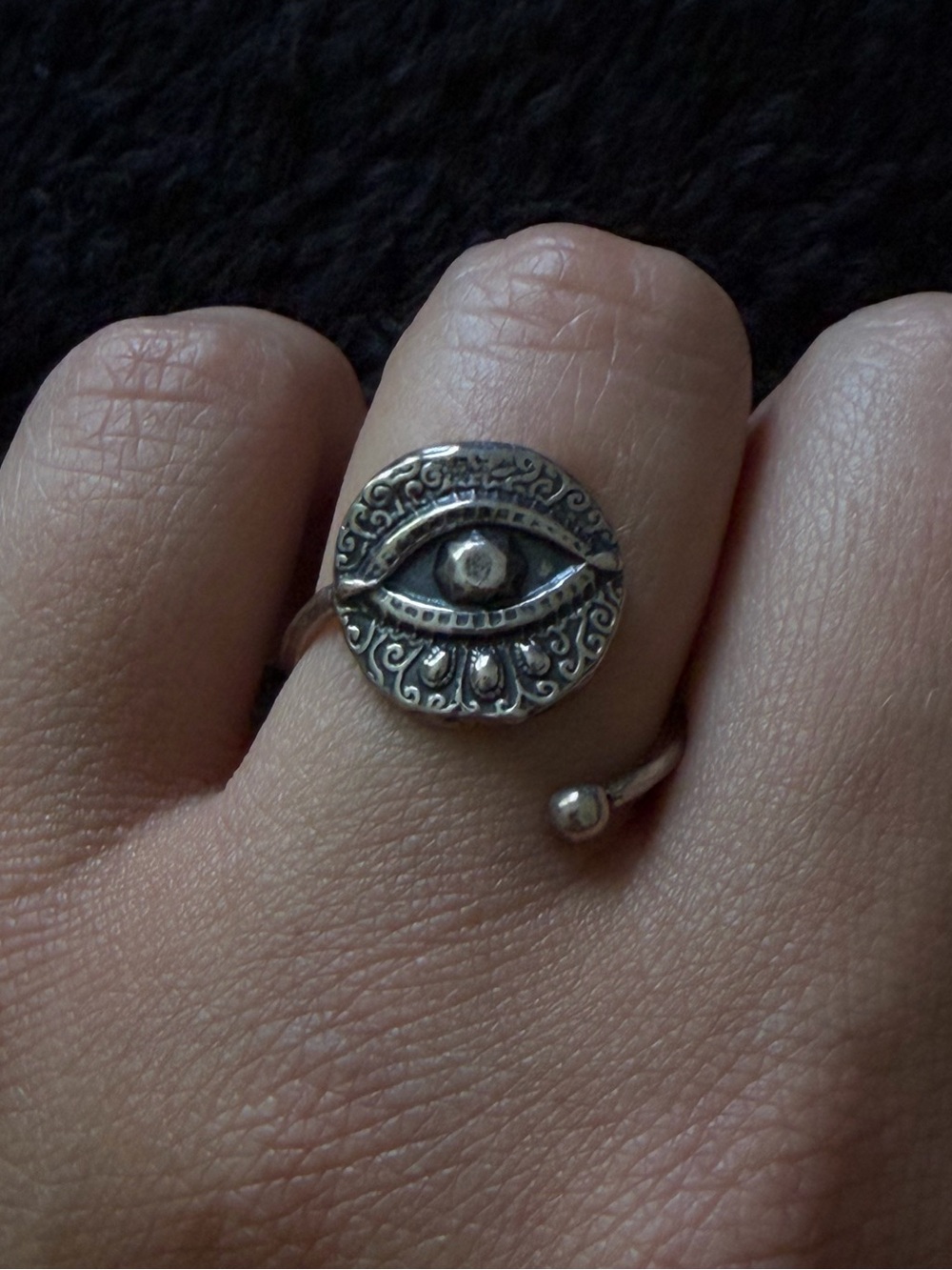 ALEX AND ANI - 925 Sterling Silver Evil Eye Adjustable Ring